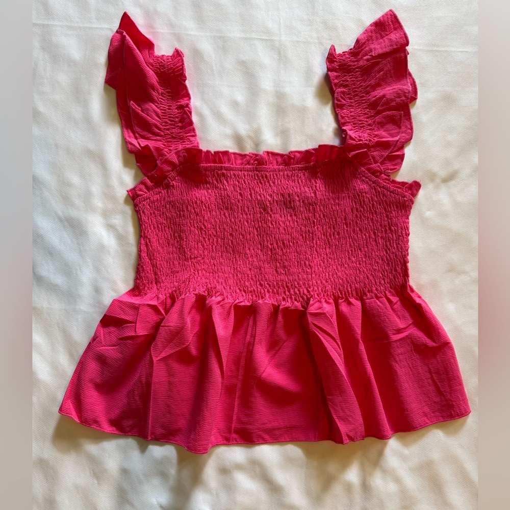 Pink Ruffled Smocked Top, Women’s XS but fits more like a Small, NWOT